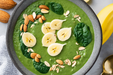 Smoothie Bowl with Spinach, Banana, and Almond Milk