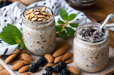 Overnight Oats with Chia Seeds and Almond Butter