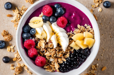 Acai Bowl with Mixed Berries, Granola, and Coconut Flakes